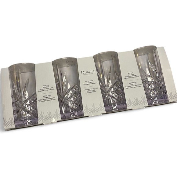 Godinger Dublin Clear Acrylic Highball Glass Set of 4 Brand New - Picture 2 of 3